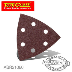 SANDING TRIANGLE VELCRO SHEET 60GRIT 94 X 94 X 94MM 5/PACK WITH HOLES