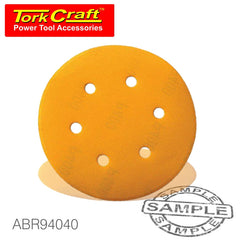 GOLD VELCRO DISC (50 PIECES) 40 GRIT 150MM X 6+1 HOLES