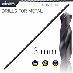 HSS DRILL BIT 3MM 150X100 EXTRA LONG