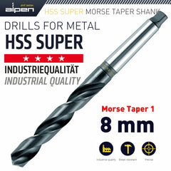 HSS SUPER 8MM MORSE TAPER SHANK