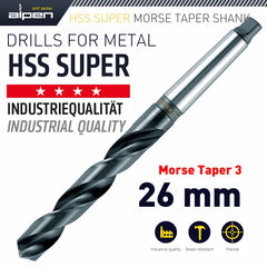 HSS SUPER 26MM MORSE TAPER 3 SHANK