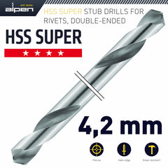 HSS SUPER DRILL BIT DOUBLE ENDED 4.2MM 2/POUCH