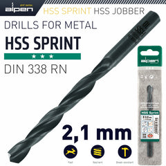 HSS SPRINT DRILL BIT 2.1MM 1/PACK