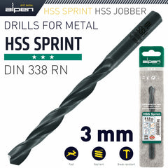 HSS SPRINT DRILL BIT 3MM 1/PACK (61503)