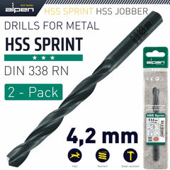 HSS SPRINT DRILL BIT 4.2MM 2/PACK