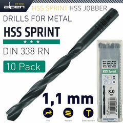 HSS SPRINT DRILL BIT 1.1MM BULK IND.PACK