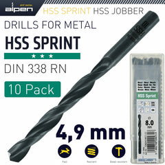 HSS SPRINT DRILL BIT 4.9MM BULK IND. PACK