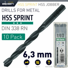 HSS SPRINT DRILL BIT 6.3MM BULK IND.PACK