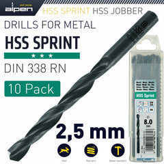 HSS SPRINT DRILL BIT 2.5MM PACKET OF 10 FOR MODULE