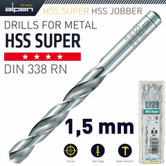 HSS SUPER DRILL BIT 1.5MM BULK