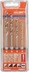 HEX SHANK SET HSS FOR WOOD 4 PIECE 3 4 5 6MM