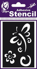 ADHESIVE STENCIL DRAGONFLY AND FLOWER CN 100 X 70MM