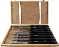 CHISEL SET WOOD TURNING HSS 8 PIECE WOODEN CASE