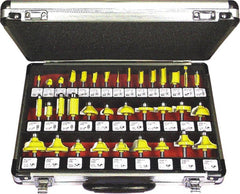 ROUTER BIT SET 35PIECE ALUMINIUM CASE GLASS FRONT 1/4 SHANK