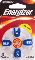 ENERGIZER HEARING AID BATTERY AZ675 4 PACK (MOQ 6)