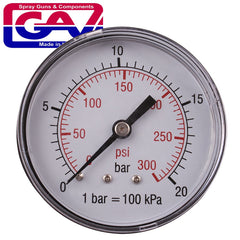 PRESSURE GAUGE 0-20BAR1/4REAR 63MM D6314R20