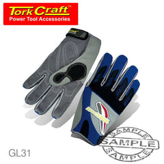 MECHANICS GLOVE MEDIUM SYNTHETIC LEATHER PALM AIR MESH BACK BLUE