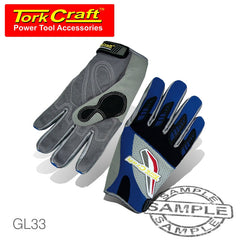 MECHANICS GLOVE X LARGE SYNTHETIC LEATHER PALM AIR MESH BACK BLUE