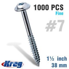 KREG POCKET HOLE SCREWS 1-1/2' #7 FINE WASHER HEAD 1000CT