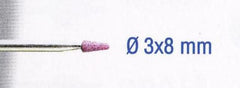 RUBY GRINDING STONES 3X8MM.CONE.SH2.35MM.2PCS
