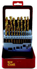 DRILL BIT SET 19PCE TIN. COATED METAL CASE