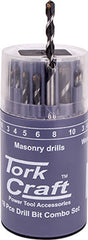 DRILL BIT 18 SET COMBO WOOD + MASONRY + HSS IN PLASTIC CONTAINER