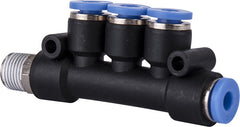 PU HOSE FITTING MANIFOLD 4 X 4MM PORT X 1/8'M