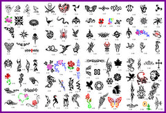 BOOK 03 TATTOO STENCILS 100 designs per book 4 designs on ea  A4 sheet
