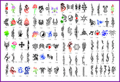 BOOK 07 TATTOO STENCILS 100 designs per book 4 designs on ea A4 sheet
