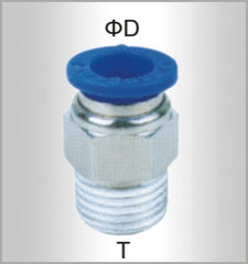PU HOSE FITTING STRAIGHT STUD 8MM-3/8 M