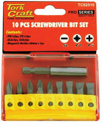 SCREWDRIVER BIT SET 10PCS(PH2X2.PZ2X3SLOTTED6MMX2.8MMX2)