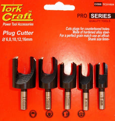 5PCE PLUG CUTTER SET 6-8-10-12-16MM