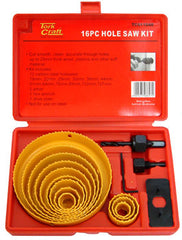 HOLE SAW SET CARBON STEEL 16PCE 19 - 127mm