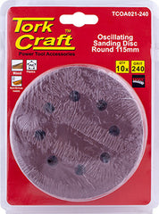 OSCILATING SANDPAPER A/O 115MM 10PC  ROUND 240GRIT