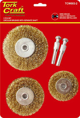 WIRE BRUSH SET 3PCE WITH SEPARATE SHAFT