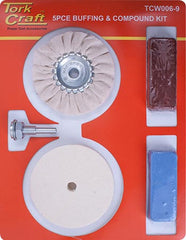 POLISHING BUFFING & COMPOUND KIT 5PCE WITH FELT BUFF FRO DRILL